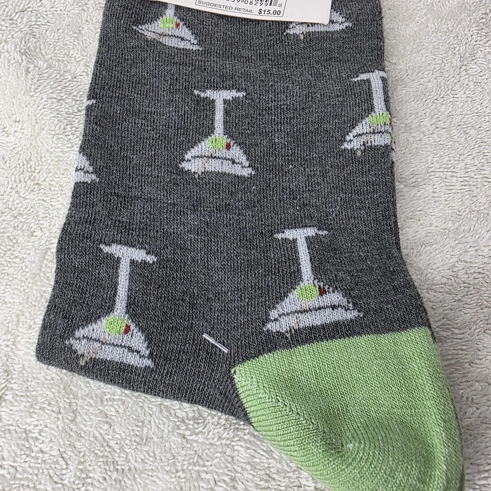 Sockopath Men's Socks Lot - 3 Pairs Chicken Wing Martini Black Fun Gift SZ 6-12